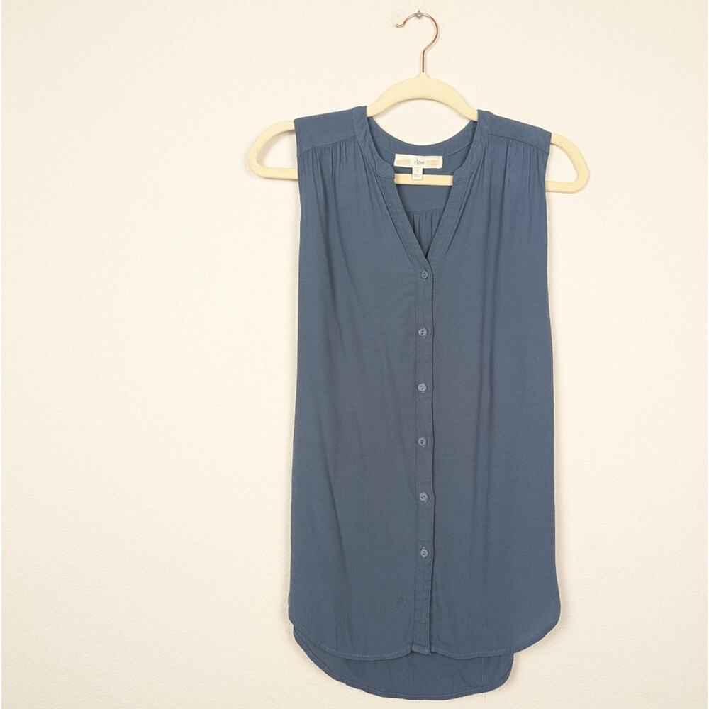 Ripe Blue April Nursing Maternity Sleeveless Button Down V-Neck Top Size S - Picture 3 of 7